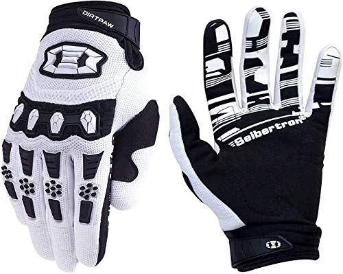 Seibertron Dirtpaw Handschuhe Unisex BMX MX ATV MTB Rennrad Mountainbike Fahrrad Offroad/Dirtbike Handschuhe für Straßenrennen und Motorcross Sport mit Touch-Erkennung Vollfinger Design Weiß M von Seibertron