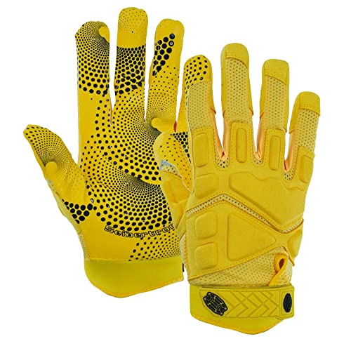 Seibertron G.A.R.G 2.0 Gel Filled Patentiert Anti-Impact Ultra-Stick Football Sports Receiver/Empfänger Handschuhe Gloves Adult Yellow XXL von Seibertron