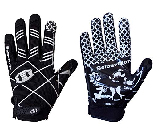 Seibertron Pro 3.0 12 Konstellation Elite Ultra-Stick Sports Receiver/Empfänger Handschuhe American Football Gloves Jugend und Kinder Black M von Seibertron