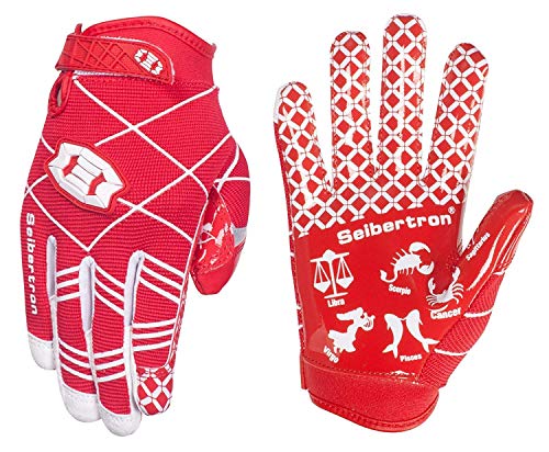 Seibertron Pro 3.0 12 Konstellation Elite Ultra-Stick Sports Receiver/Empfänger Handschuhe American Football Gloves Jugend und Kinder Red XS von Seibertron