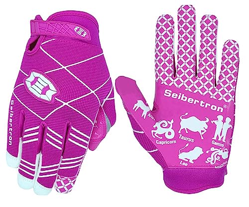 Seibertron Pro 3.0 12 Konstellation Elite Ultra-Stick Sports Receiver/Empfänger Handschuhe American Football Gloves Jugend und Kinder Pink L von Seibertron
