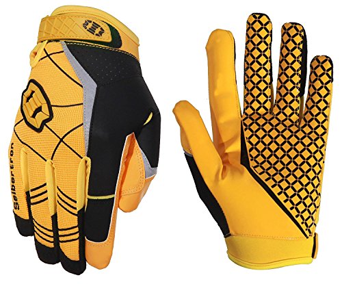 Seibertron Pro 3.0 Elite Ultra-Stick Sports Receiver/Empfänger Handschuhe American Football Gloves Jugend und Erwachsener Yellow L von Seibertron