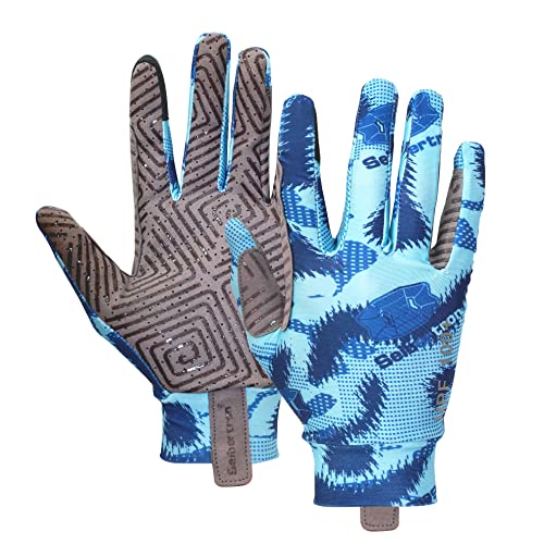 Seibertron S.P.S.G-4 Handschuhe - Touchscreen-kompatible Reithandschuhe mit UPF100+ Sonnenschutz und verstärkten Daumen und Fingern für Männer, Frauen, Jungen und Mädchen im Reitsport Youth Blue XS von Seibertron