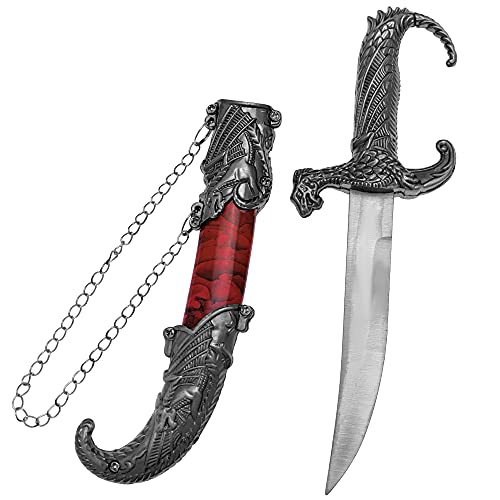 Drachen Messer Silber Stahl RED-Dragon 22cm von Seilershop