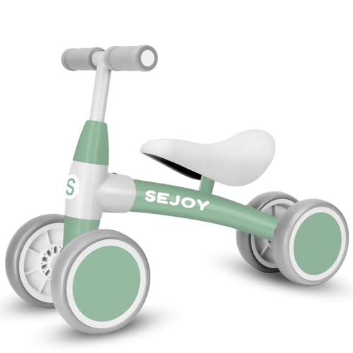 Sejoy Kinder Laufrad ab 1 Jahr, Spielzeug für 12-36 Monate, Baby Lauflernrad mit 4-Rädern Jungen Mädchen, Geschenke für 1-3jährige Geburtstag (Grün) von Sejoy