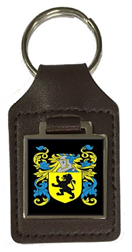 Dickie Family Wappen Nachname Wappen Braun Leder Schlüsselanhänger Gravur, braun von Select Gifts