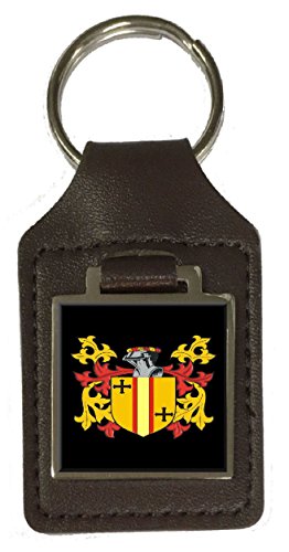 Gallagher Familienwappen Nachname Wappen Braun Leder Schlüsselanhänger Gravur, braun von Select Gifts