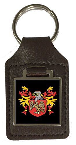 Hoskins Familienwappen Nachname Wappen Braun Leder Schlüsselanhänger Gravur, braun von Select Gifts