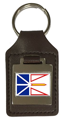 Leder Schlüsselanhänger Gravur Neufundland & Labrador Flagge von Select Gifts