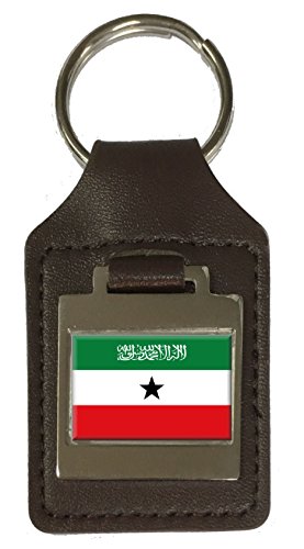 Leder-Schlüsselanhänger mit Gravur Somaliland-Flagge, braun von Select Gifts