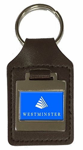 Leder-Schlüsselanhänger mit Gravur Westminster City USA Flagge, braun von Select Gifts