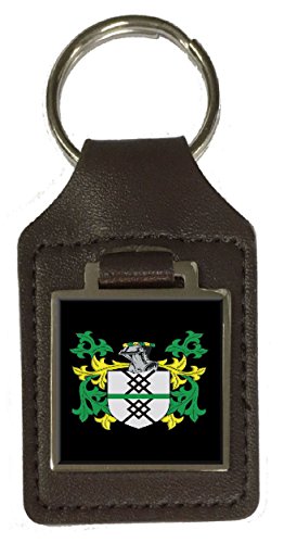 Quinn Familienwappen Nachname Wappen Braun Leder Schlüsselanhänger Gravur, braun von Select Gifts