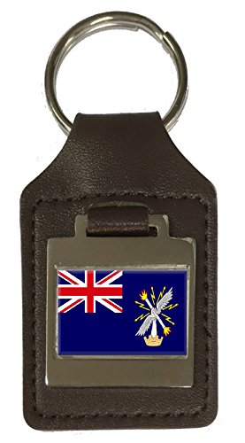Schlüsselanhänger aus Leder, graviert, Royal Engineers, Militär, England-Flagge, braun von Select Gifts