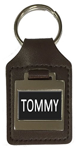 Schlüsselanhänger aus Leder Geburtstag Name optional Gravur - Tommy, braun von Select Gifts