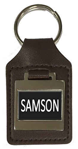 Schlüsselanhänger aus Leder für Geburtstag, Name, optionale Gravur - Samson, braun von Select Gifts
