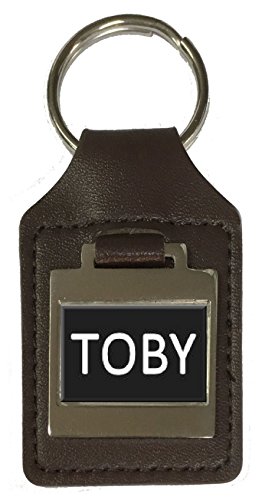 Schlüsselanhänger aus Leder für Geburtstag, Name, optionale Gravur - Toby, braun von Select Gifts