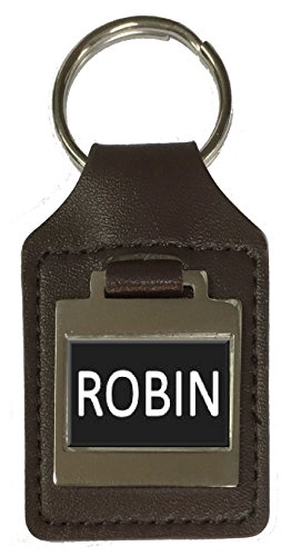 Schlüsselanhänger aus Leder für Geburtstag, Wunschname, optionale Gravur - Rotkehl, braun von Select Gifts