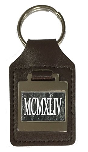 Schlüsselanhänger aus Leder mit Gravur 1944 Geburtstagsjahr, braun von Select Gifts