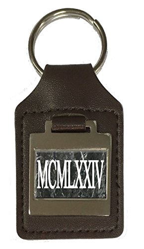 Schlüsselanhänger aus Leder mit Gravur 1974 Geburtstagsjahr, braun von Select Gifts