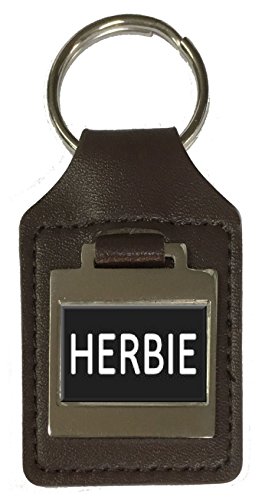 Schlüsselanhänger aus Leder zum Geburtstag Name optional Gravur - Herbie, braun von Select Gifts