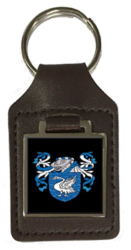 Swan Heraldik Nachname Wappen Braun Leder Schlüsselanhänger Gravur, braun von Select Gifts