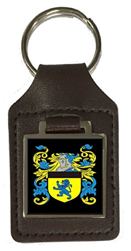 Tuohy Familienwappen Nachname Wappen Braun Leder Schlüsselanhänger Gravur, braun von Select Gifts