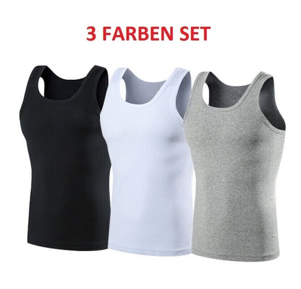 Selef Creation Unterhemd 3 FARBEN SET PREMIUM Herren Unterhemd Tank-Top Sport 100% Baumwolle (3-St) von Selef Creation