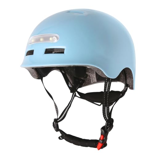 Erwachsene Fahrradhelm mit LED Licht CE-Zertifikate Radhelm Skaterhelm Herren und Damen E-Scooter Roller BMX Helm für Männer & Frauen Trekking City Rennradhelme Jugendhelme (Blau, L(58-61cm)) von SelfLove