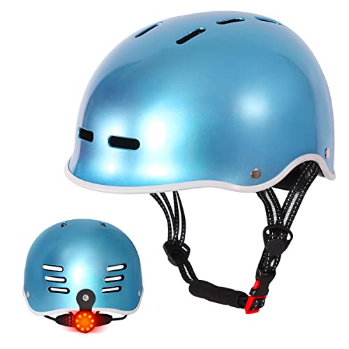 Erwachsene Fahrradhelm mit LED Licht Radhelm Skaterhelm Herren und Damen E-Scooter Roller BMX Helm für Männer & Frauen CE-Zertifikate Skateboardhelm Trekking City Rennradhelme Jugendhelme von SelfLove