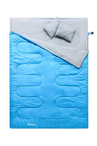 Semoo Doppelschlafsack - 3-Jahreszeiten Schlafsack für 2 Personen - 220 x 150cm (bis -5C) - Blau von Semoo