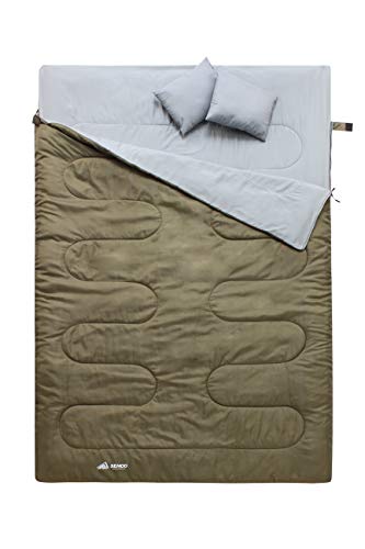 Semoo Doppelschlafsack - 3-Jahreszeiten Schlafsack für 2 Personen - 220 x 150cm (bis -5C) - Olivgrün von Semoo