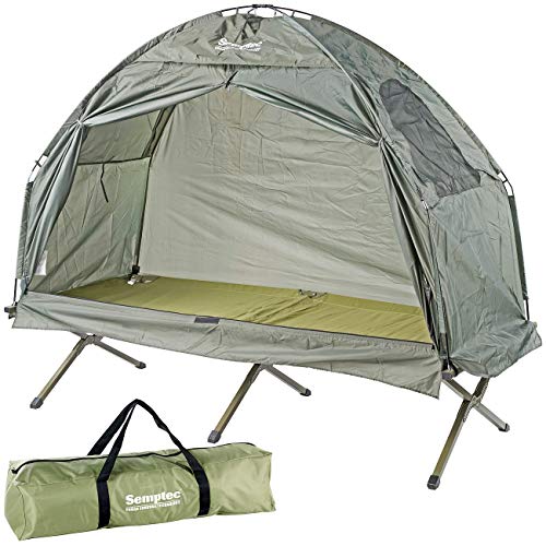 Semptec Urban Survival Technology Campingliege: 2in1-Zelt mit Alu-Feldbett, 1200 mm Wassersäule, 193 x 78 x 160 cm (Zeltliege, Zelt mit Liege, wasserdichte Taschen) von Semptec Urban Survival Technology