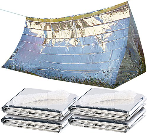 Semptec Urban Survival Technology Universalzelt: 4er-Set Notfall-Zelte für 2 Personen, hitzeabweisend, kältedämmend (Ultraleicht Zelt, für Notfall Ausrüstung, Hitzeabweisendes) von Semptec Urban Survival Technology
