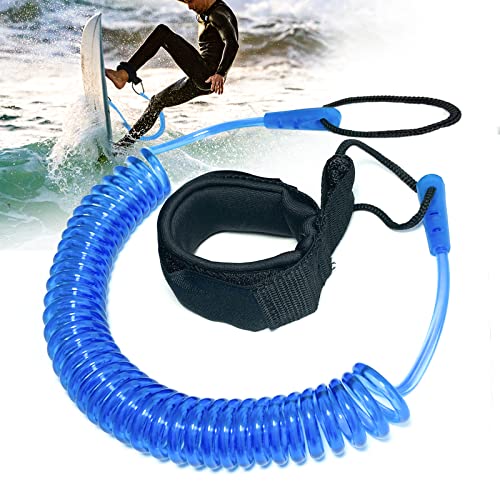 10 Füße Surf Leash,SUP Kajak Sicherheitsleine,Coiled Fußschlaufe Einziehbares für Surfbretter,Stand Up Paddle Board (Blau) von Senbaler