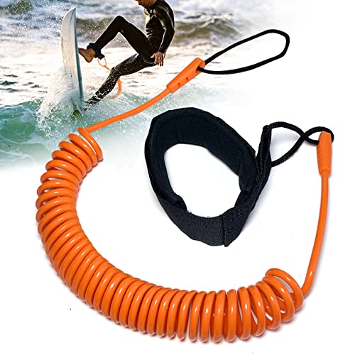 10 Füße Surf Leash,SUP Kajak Sicherheitsleine,Coiled Fußschlaufe Einziehbares für Surfbretter,Stand Up Paddle Board (Orange) von Senbaler