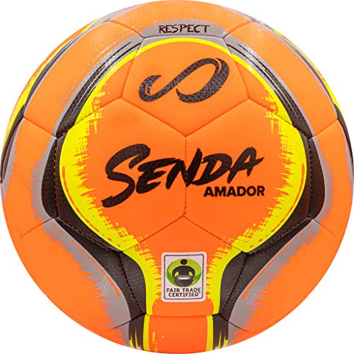 Senda Amador Club Fußball, Fair Trade Zertifiziert, Senda Amador Club Soccer Ball, Fair Trade Certified, Orange/Black, Size 3 (Ages 7 & Under), orange/schwarz von SENDA