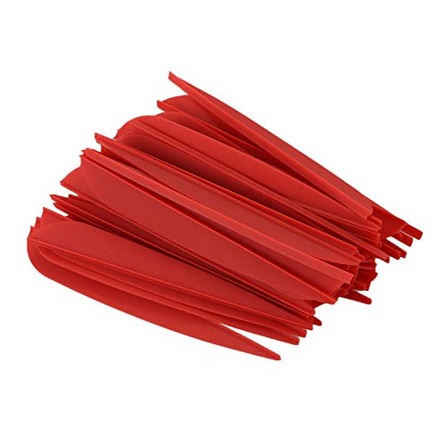 Senmubery Pfeile Vanes 4 Zoll Kunststoff Feder Befiederung Fuer DIY Bogenschiessen Pfeile 50 Pack (Rot) von Senmubery