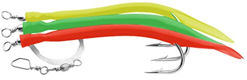 Aquantic Unisex – Erwachsene 10C4039507207472C10, verfügbar in fängigen Farben, je 3 Gummi-Makks am Vorfach, Qualitätsschnur und Hochleistungswirbel (Rot/Grün/Gelb, 4/0), Bunt, Normal von Sensitec