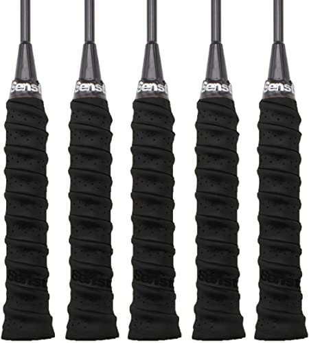 Senston Griffband Anti-Rutsch Overgrip mit Fishbone Badminton Grip für Tennis Griffbänder Squash Schläger, Schwarz von Senston