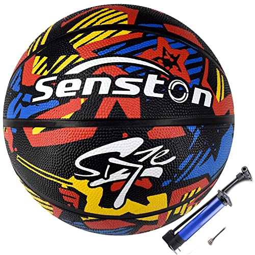 Senston Basketball Größe 7 Outdoor Street Basketbälle für das Training Erwachsene und Anfänger, Red Star von Senston