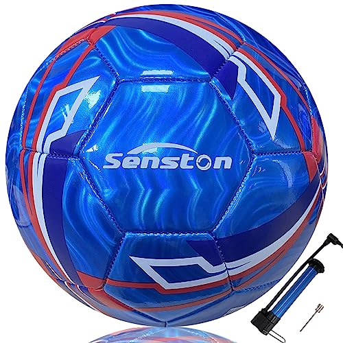 Senston Fussball mit Ball Pumpe, Fußball Größe 5, Training Fussbälle, Football für Beginner Jugend Erwachsene von Senston