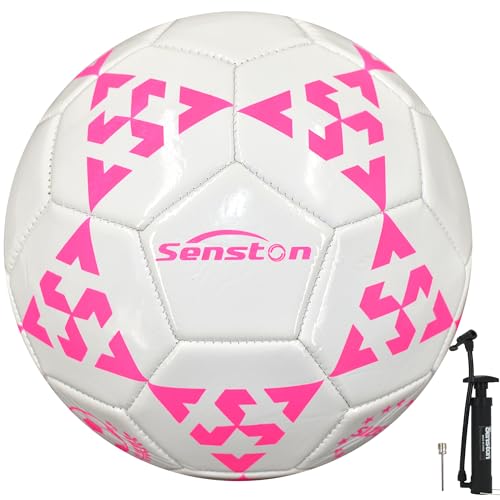 Senston Fussball mit Ball Pumpe Größe 5,rosa von Senston