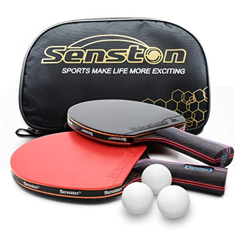 Senston Profi Tischtennisschläger 2 Spieler Set mit Tischtennisbällen, Tischtennisschläger mit Tragetasche, Ideal für professionelle und Freizeitspiele von Senston