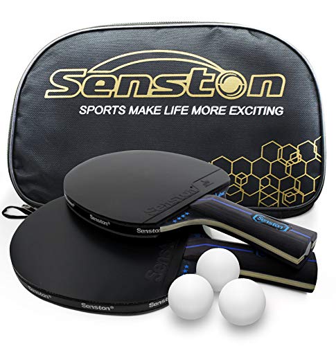 Senston Tischtennis Schläger Set, Profi 2 Tischtennisschläger und 3 Tischtennis-Bälle, Ideal für 2 Spieler von Senston
