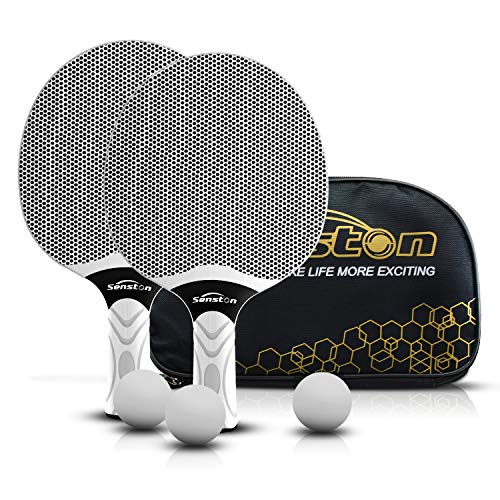 Senston Tischtennisschläger Set, professionelle Tischtennisschläger mit 3 Bällen, Ping Pong Paddel Set aus Gummi (Grau) von Senston