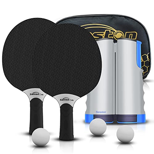 Senston Tischtennisschläger-Set, professioneller Tischtennisschläger mit 3 Bällen, Komposit-Gummi-Ping-Pong-Paddel-Set（Schwarz） von Senston