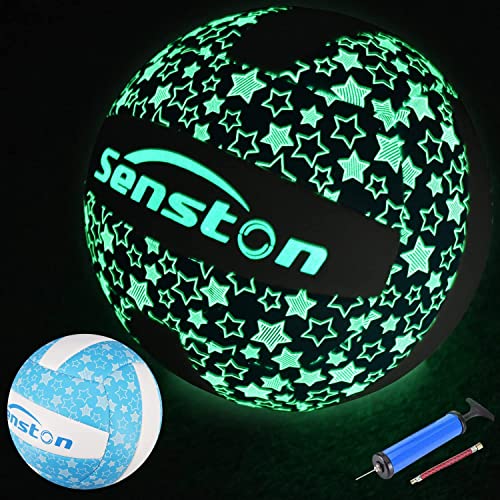 Senston Volleyball Leuchtender Beachvolleyball als Geschenk Size 5 für Strand, Garten und Bad, blau von Senston