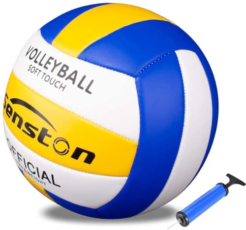 Senston Volleyball Soft Touch Offizielle Größe 5, Wasserfest Volleyball Ball mit Pumpe, Outdoor Beachvolleyball für Beach, Pool und Strand von Senston