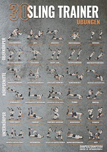 Septagon Sports® Premium A1 Poster Wandbild für Sling Trainer ohne Umlenkrolle 30 Übungen für den ganzen Körper Kraft und Functional Training Übungsposter Workout XXL von Septagon Sports