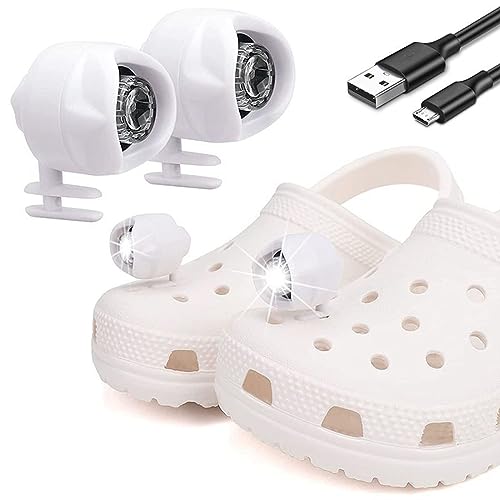 2Er Pack Scheinwerfer für Crocs, USB Aufladung, Nacht, Wandern, Radfahren, Laufen, Gehen, Tragbare Croc Lichter für Schuhe, Interessante Gadgets, Geeignet für Erwachsene und Kinder(Weiss) von Septpenta